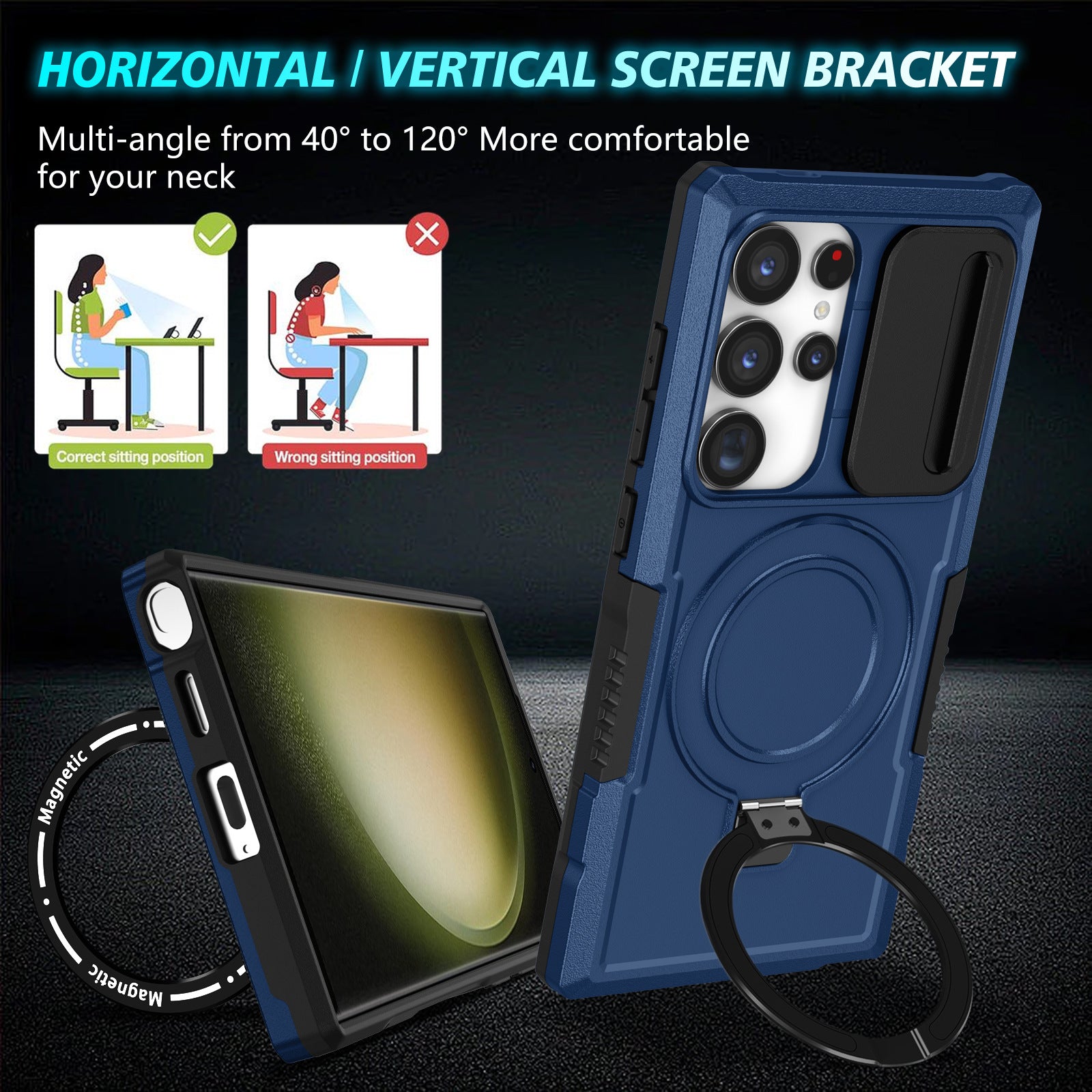 For Samsung Galaxy S24 Ultra Case PC+TPU Phone Cover with Lens Lid Compatible with MagSafe For Samsung Galaxy S24 Ultra Case PC+TPU Phone Cover with Lens Lid Compatible with MagSafe